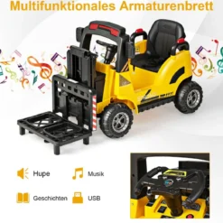 Elektro-Gabelstapler Kinderfahrzeug mit Fernsteuerung & Gangschaltern Gelb