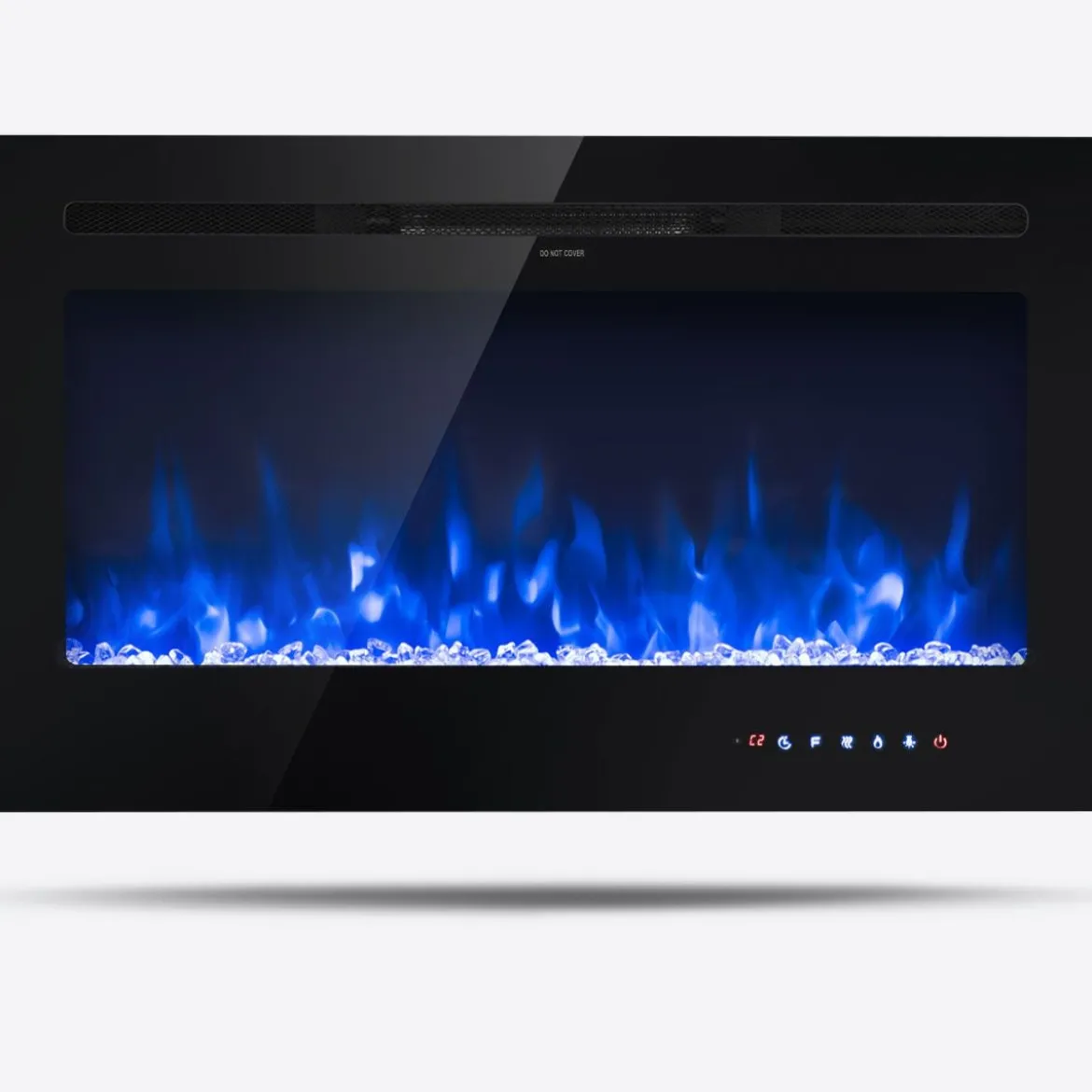 36" Elektrokamin Elektrische Kaminheizung Heizlüfter mit 5 Helligkeitsstufen Schwarz