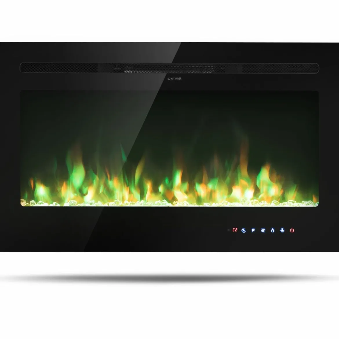36" Elektrokamin Elektrische Kaminheizung Heizlüfter mit 5 Helligkeitsstufen Schwarz