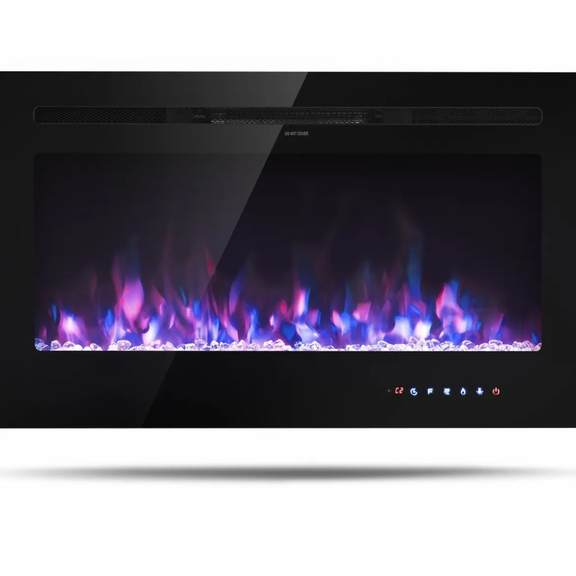 36" Elektrokamin Elektrische Kaminheizung Heizlüfter mit 5 Helligkeitsstufen Schwarz