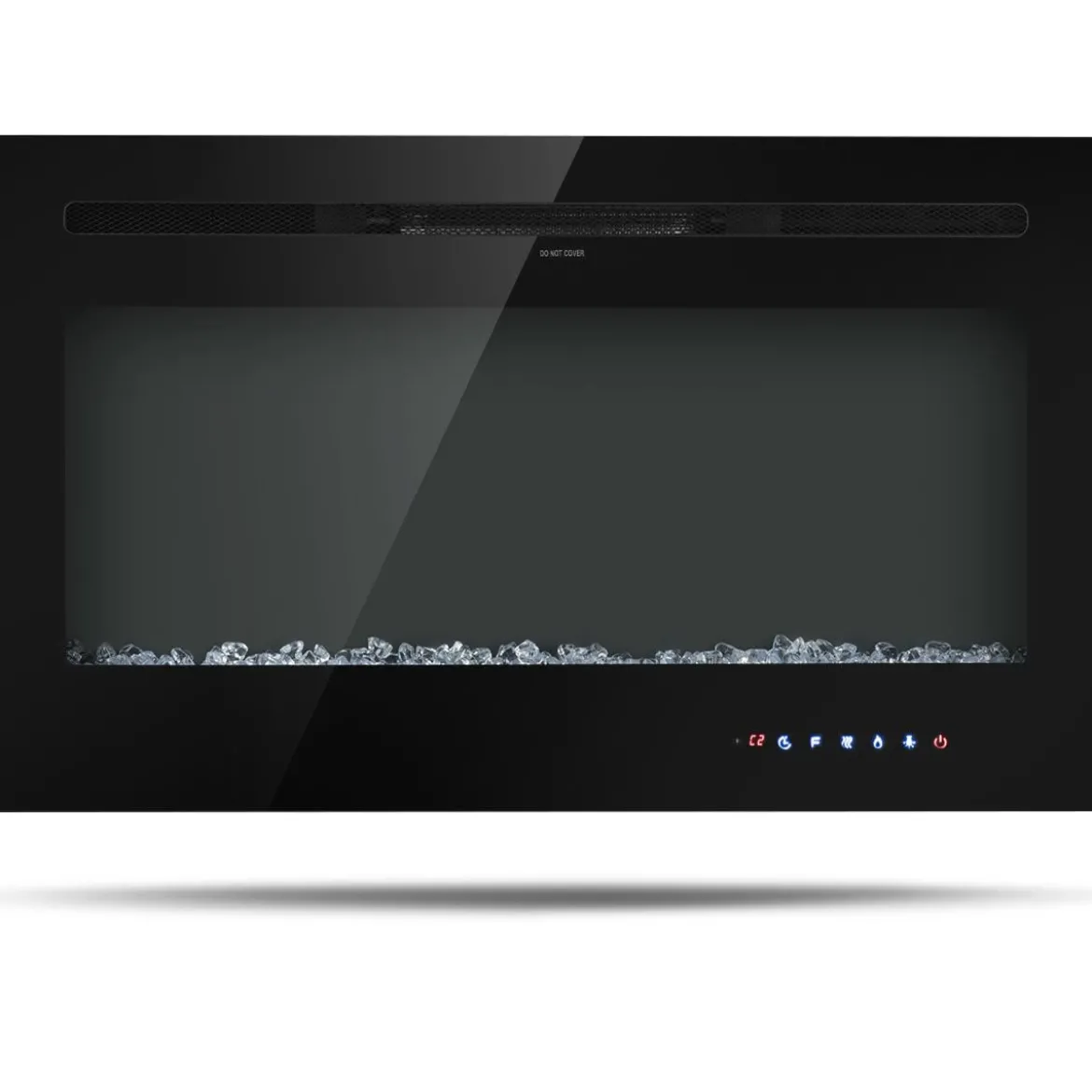36" Elektrokamin Elektrische Kaminheizung Heizlüfter mit 5 Helligkeitsstufen Schwarz