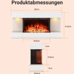 Elektrokamin mit Heizung & LED-Seitenlichtern Schwebender Wandkamin mit Fernbedienung