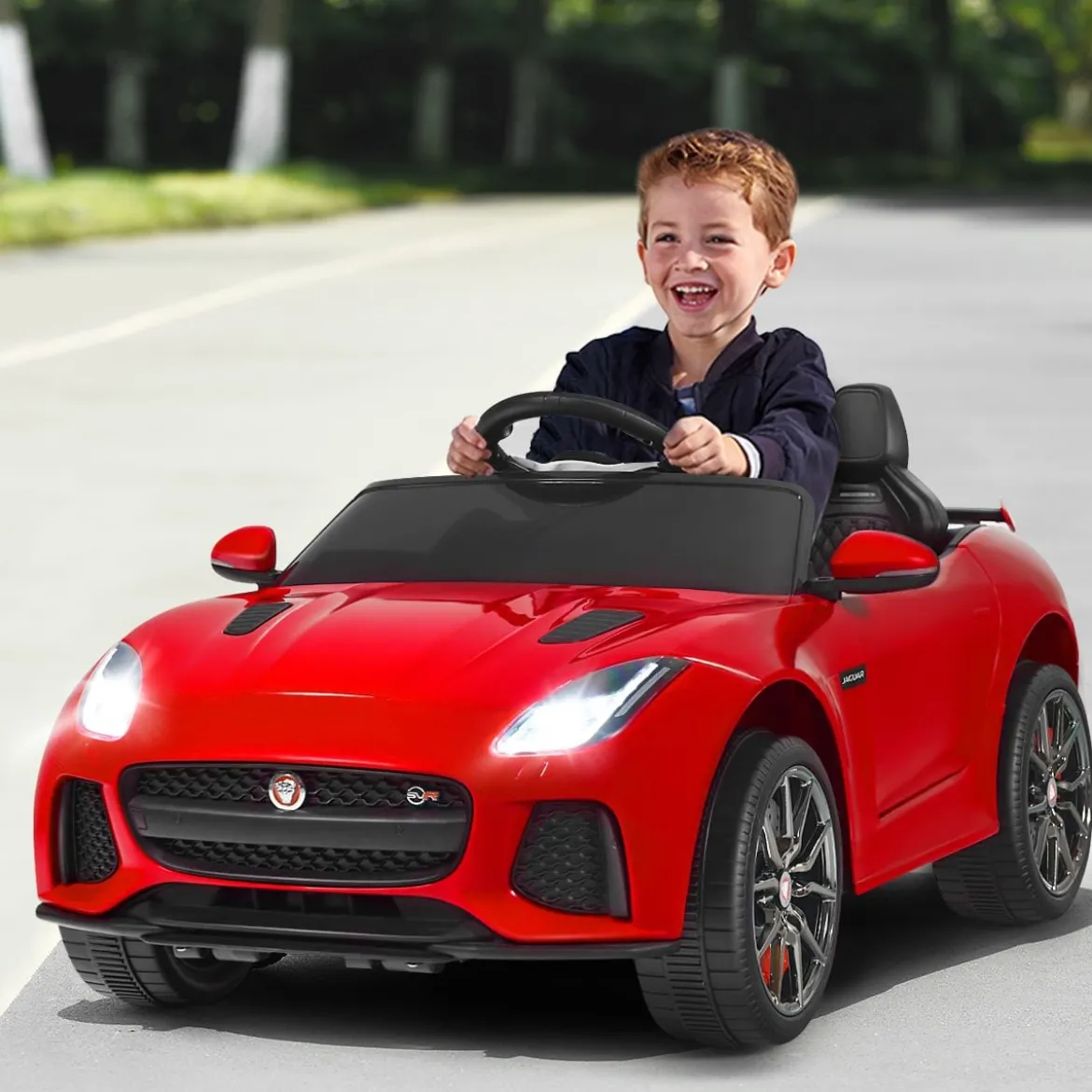 Elektro Kinderauto mit Geschichten & Musik & Hupe & Scheinwerfer & 2,4G Fernbedienung
