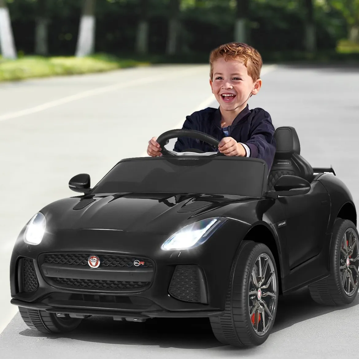 Elektro Kinderauto mit Geschichten & Musik & Hupe & Scheinwerfer & 2,4G Fernbedienung