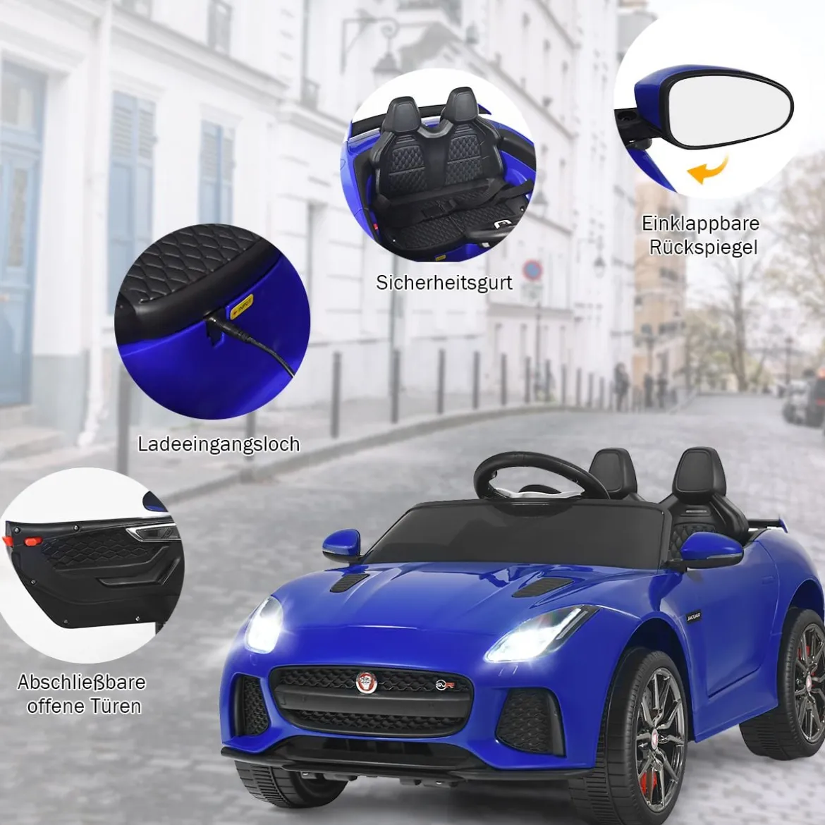 Elektro Kinderauto mit Geschichten & Musik & Hupe & Scheinwerfer & 2,4G Fernbedienung