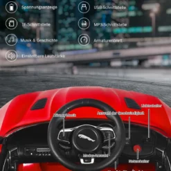 Elektro Kinderauto mit Geschichten & Musik & Hupe & Scheinwerfer & 2,4G Fernbedienung