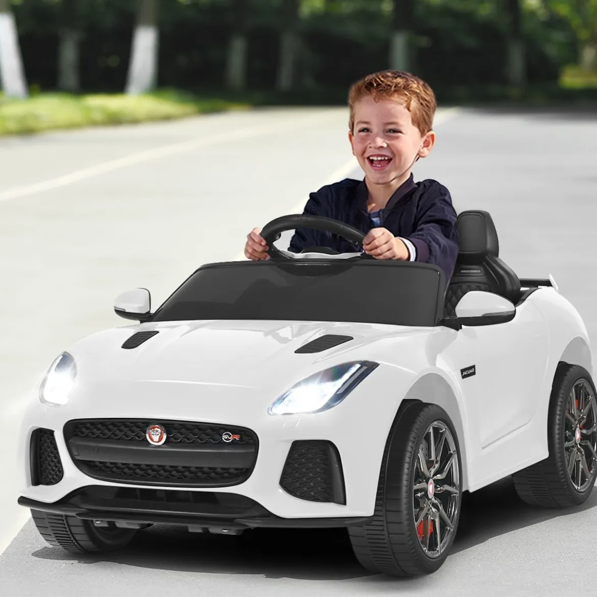 Elektro Kinderauto mit Geschichten & Musik & Hupe & Scheinwerfer & 2,4G Fernbedienung