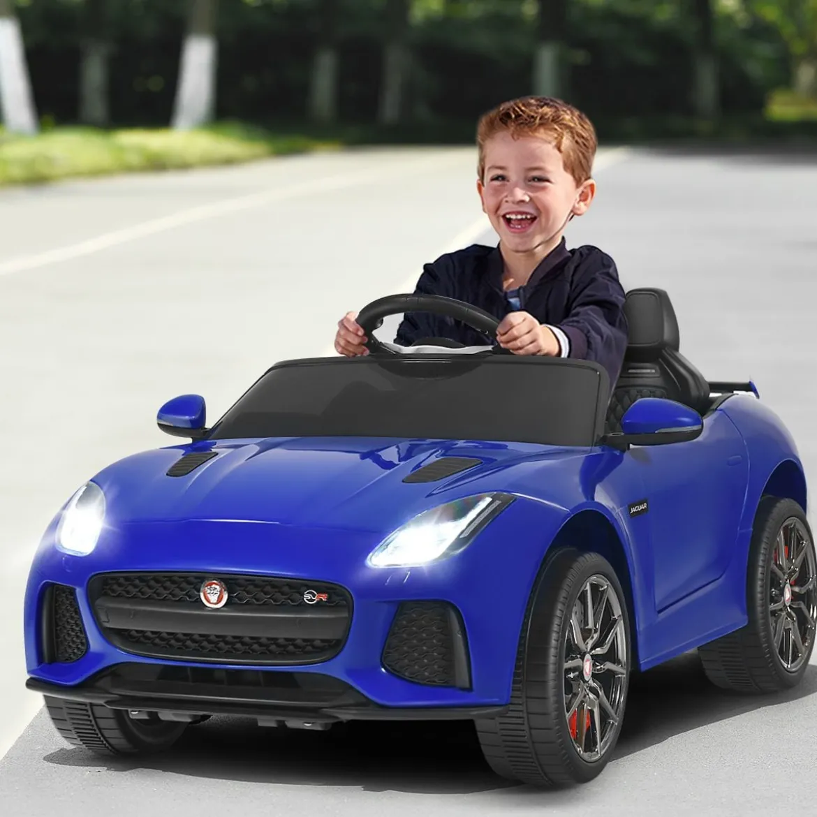 Elektro Kinderauto mit Geschichten & Musik & Hupe & Scheinwerfer & 2,4G Fernbedienung