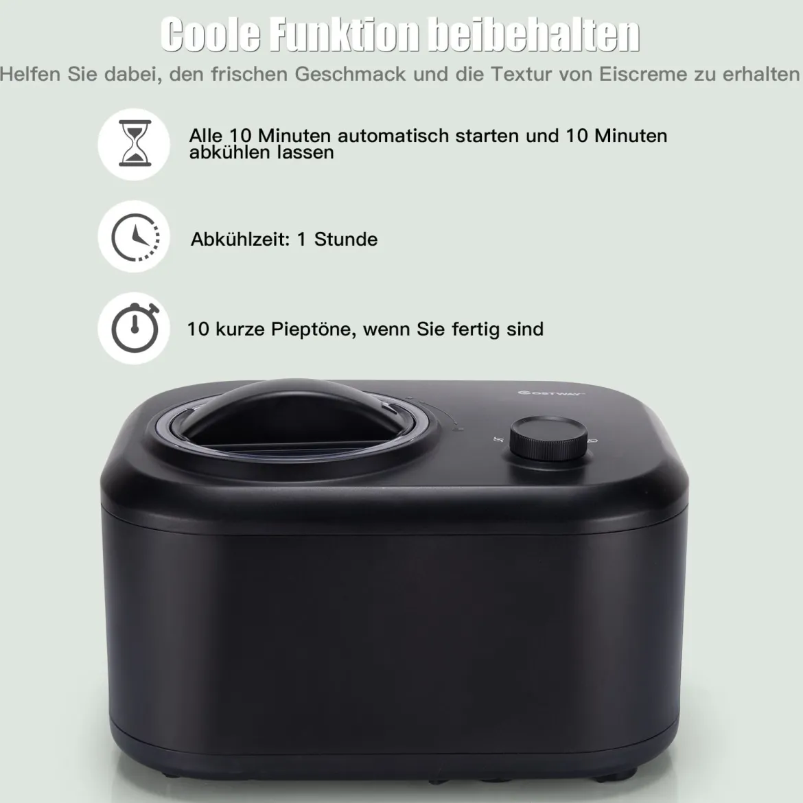 Elektronische Eismaschine 100W tragbare hausgemachte Dessert-Maschine Eismaschine für Zuhause Schwarz
