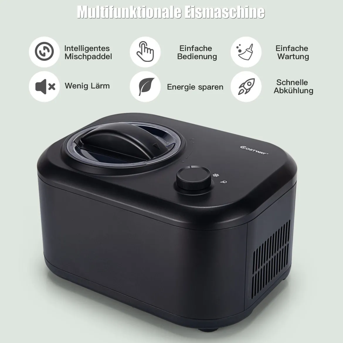 Elektronische Eismaschine 100W tragbare hausgemachte Dessert-Maschine Eismaschine für Zuhause Schwarz