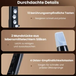 Elektronisches Blasinstrument-Synthesizer tragbares digitales Saxophon mit kabellosem MIDI 100 Klänge HIFI-Lautsprecher Schwarz
