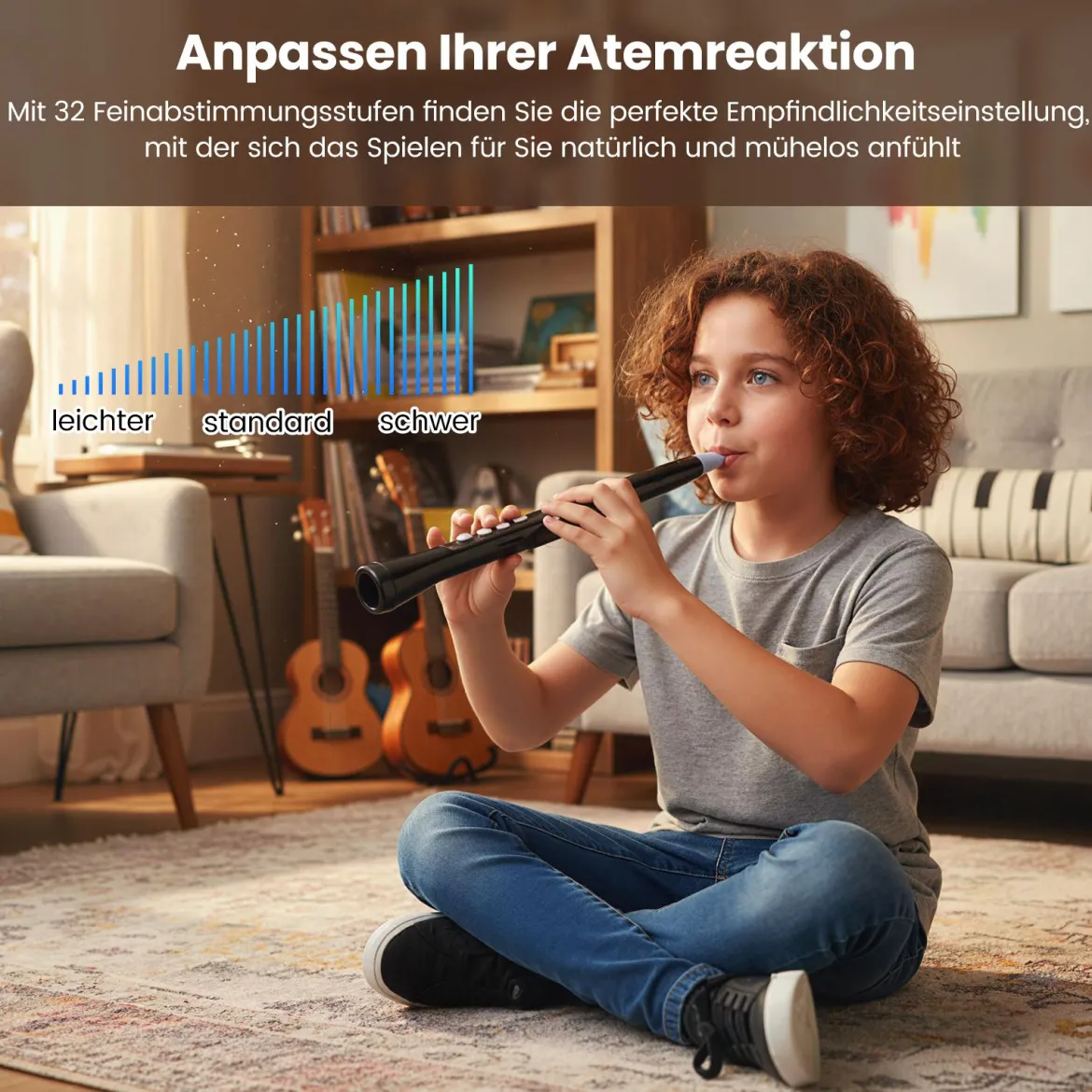 Elektronisches Blasinstrument-Synthesizer tragbares digitales Saxophon mit kabellosem MIDI 100 Klänge HIFI-Lautsprecher Schwarz