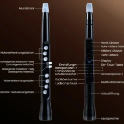 Elektronisches Blasinstrument-Synthesizer tragbares digitales Saxophon mit kabellosem MIDI 100 Klänge HIFI-Lautsprecher Schwarz