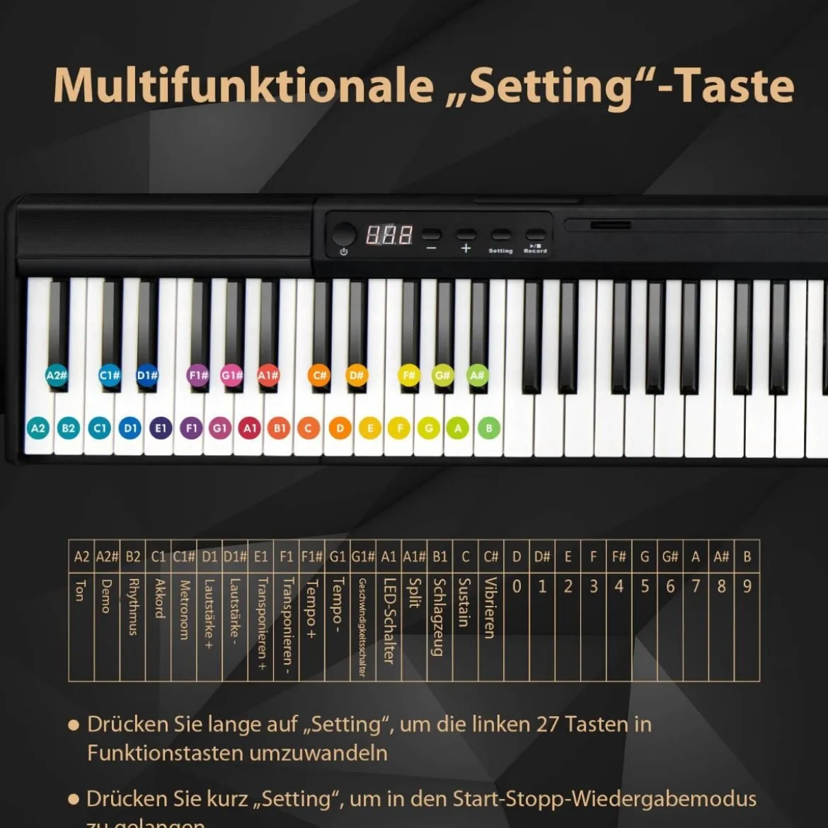 Elektronisches Keyboard 88 Tastatur Elektroklavier Digitale Keyboard Musikinstrument Set