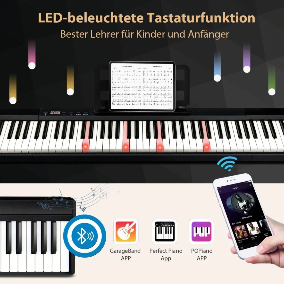 Elektronisches Keyboard 88 Tastatur Elektroklavier Digitale Keyboard Musikinstrument Set