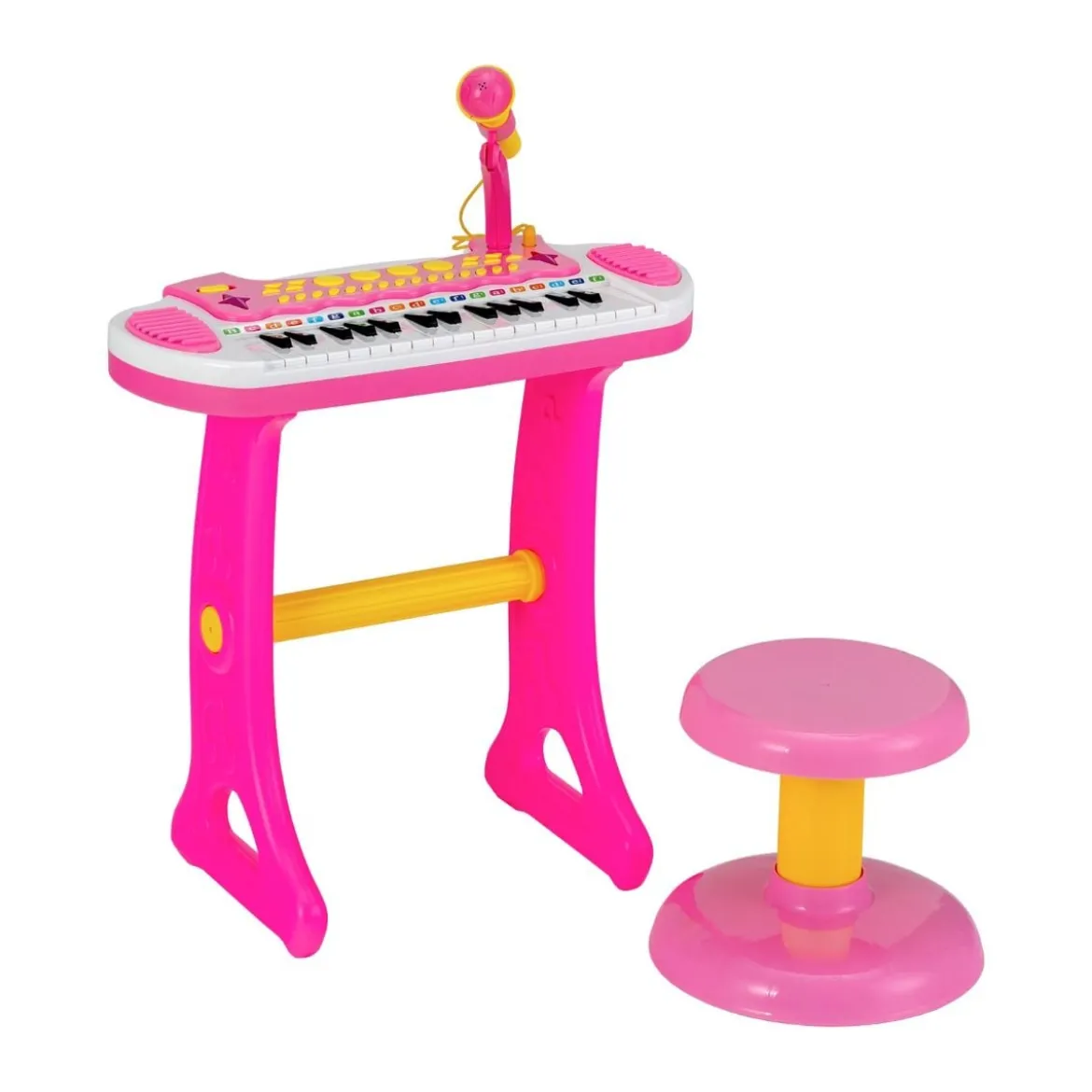 Elektronisches 31-Tasten Kinder Keyboard mit Hocker & Mikrofon für Kinder ab 3 Jahr Rosa