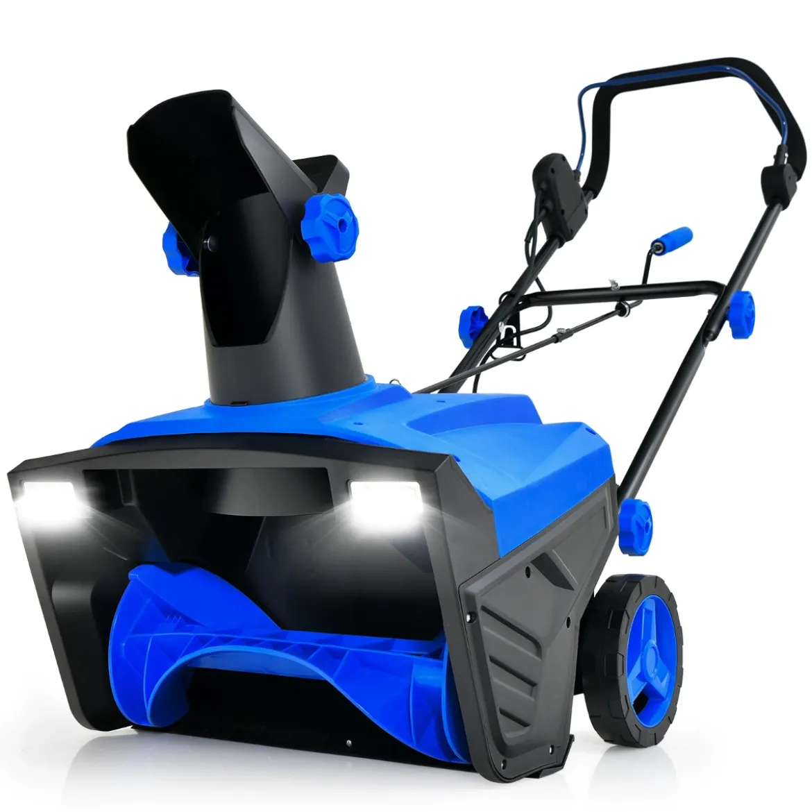 Elektro-Schneefräse mit LED-Leuchten & 15 A Motor 50 cm Arbeitsbreite 25 cm Arbeitshöhe Rot/Blau + Schwarz