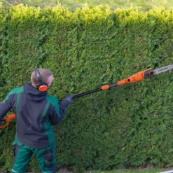 Elektrostangensäge Hochentaster 212-286 cm Mehrwinkel Stangenkettensäge mit Sägekopf Orange