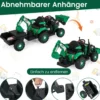 Elektro Traktor mit Anhänger & Schaufel & Fernbedienung 12V Aufsitztraktor Sitzbagger Grün
