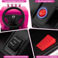 Elektrotruck für Kinder akkubetriebenes 6-V-Aufsitzspielzeug mit höhenverstellbarem Sitz 72 x 31 x 46 cm Rosa