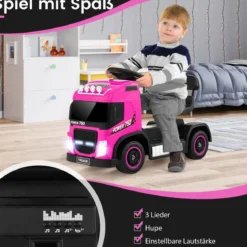 Elektrotruck für Kinder akkubetriebenes 6-V-Aufsitzspielzeug mit höhenverstellbarem Sitz 72 x 31 x 46 cm Rosa