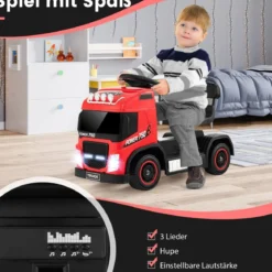 Elektrotruck für Kinder akkubetriebenes 6-V-Aufsitzspielzeug mit höhenverstellbarem Sitz 72 x 31 x 46 cm Rot