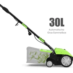 Elektro Vertikutierer Rasenlüfter 1500W 2-in-1-Vertikutierer und Belüfter 104,5 x 51 x 103 cm Grün