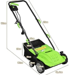 Elektro Vertikutierer Rasenlüfter 1500W 2-in-1-Vertikutierer und Belüfter 104,5 x 51 x 103 cm Grün