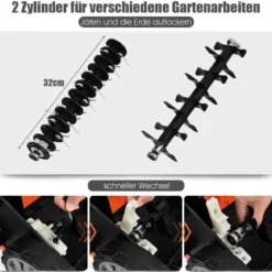 Elektro Vertikutierer Rasenlüfter 1800W 2 Stufen Arbeitstiefe 67 x 58 x 86 - 104 cm Orange