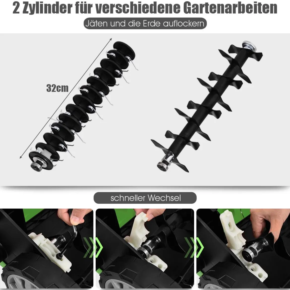 Elektro Vertikutierer Rasenlüfter 1800W 2 Stufen Arbeitstiefe 106 x 58 x 110,5 cm Grün
