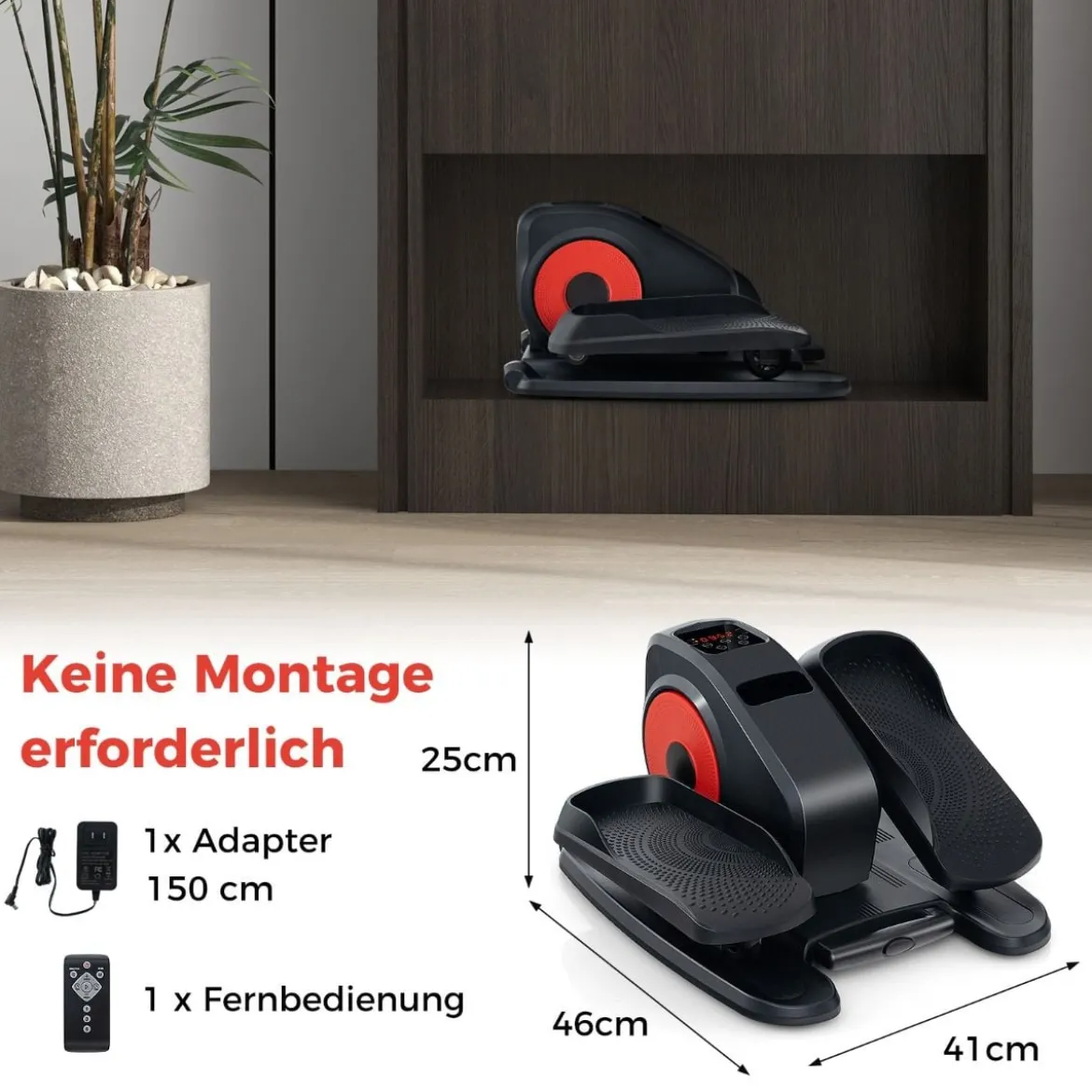 Ellipsentrainer Unter den Schreibtisch mit Anzeigemonitor & Fernbedienung Elektrischer Pedaltrainer