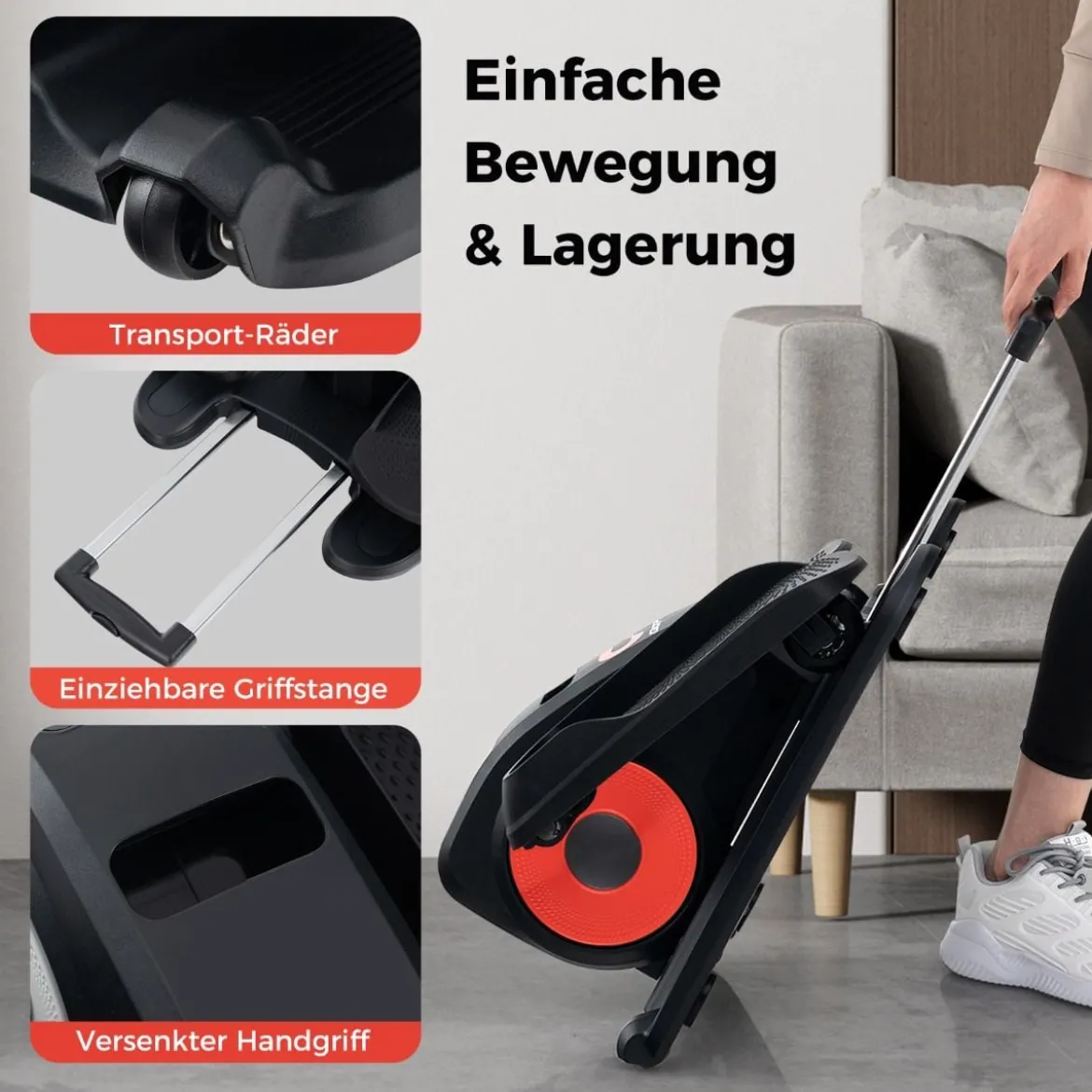 Ellipsentrainer Unter den Schreibtisch mit Anzeigemonitor & Fernbedienung Elektrischer Pedaltrainer