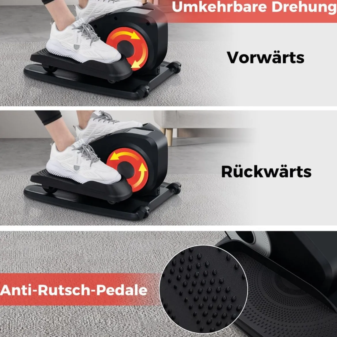 Ellipsentrainer Unter den Schreibtisch mit Anzeigemonitor & Fernbedienung Elektrischer Pedaltrainer