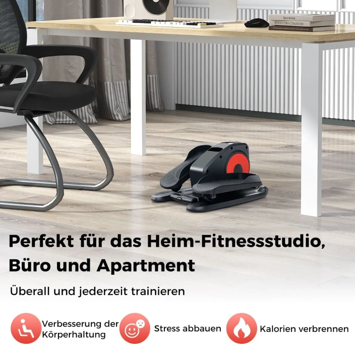 Ellipsentrainer Unter den Schreibtisch mit Anzeigemonitor & Fernbedienung Elektrischer Pedaltrainer
