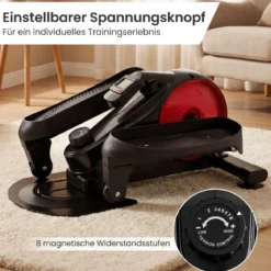 Ellipsentrainer verstellbarer magnetischer Widerstand & flüsterleise LCD-Monitor Schwarz