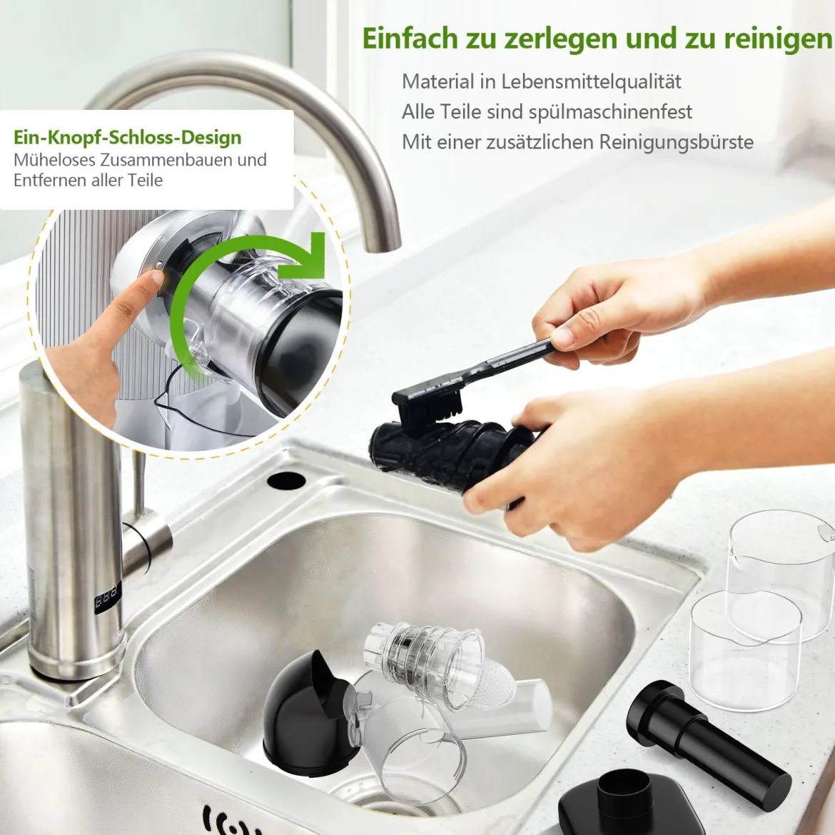 Entsafter langsamer Entsafter Elektisch Entsafter rutschfest Saftpresse Fruchtpresse Edelstahl Silber