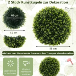 2er Buchsbaumkugel 52 cm Buchsbaum Kugel Zedern UV-beständig Formschnitt Kunstpflanze Grün