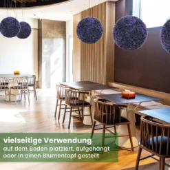 2er Buchsbaumkugel Kunstlavendel UV-beständige Kunstpflanze Blütenkugel Dekopflanze 38 cm