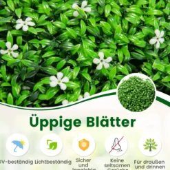 2er Buchsbaumkugel mit Weißen Blüten UV-beständige Künstliche Pflanze Grün