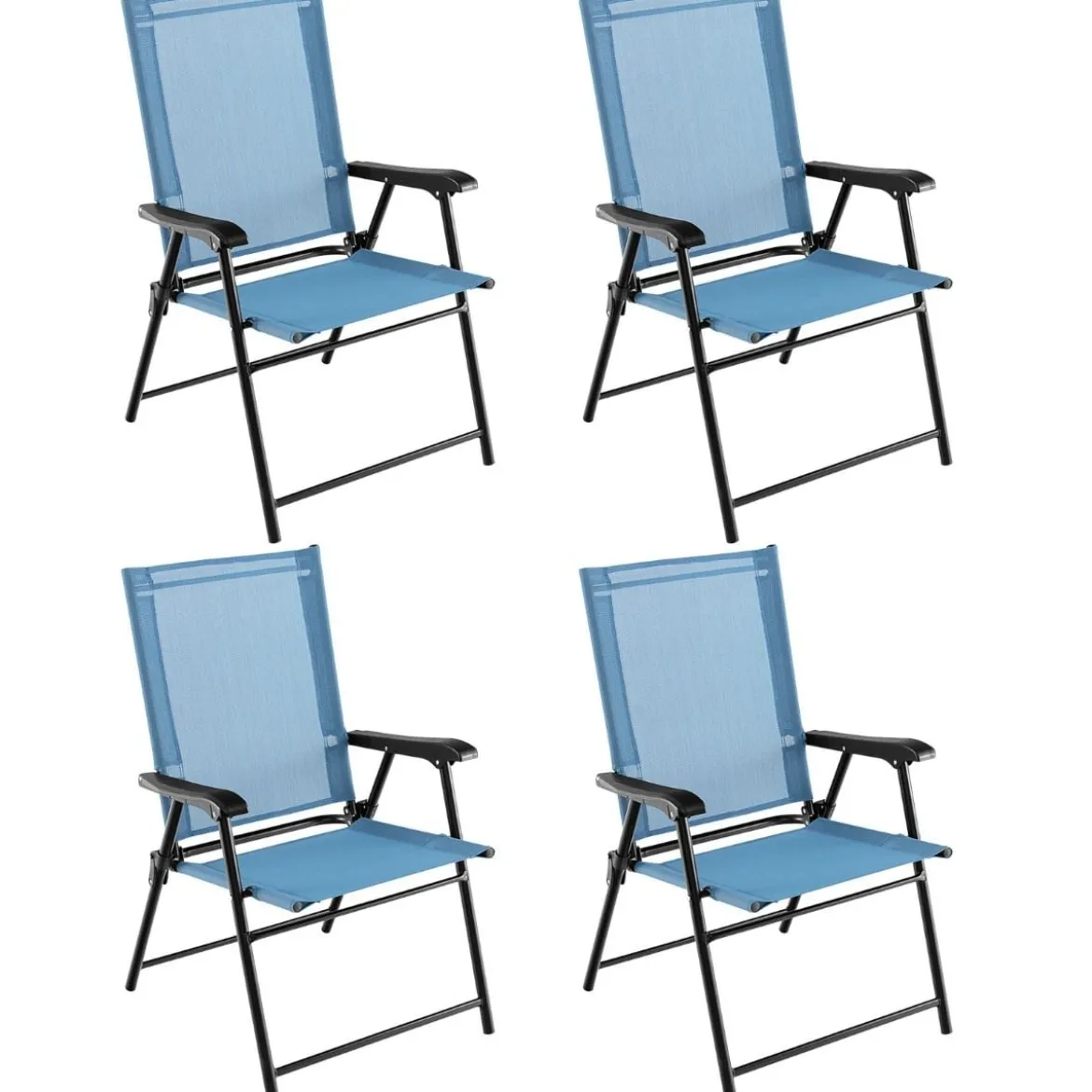 2er/4er Set Gartenstühle Klappstühle mit Armlehnen Balkonstühle mit wetterfestem Stoff Minzgrün/Blau