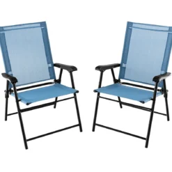 2er/4er Set Gartenstühle Klappstühle mit Armlehnen Balkonstühle mit wetterfestem Stoff Minzgrün/Blau