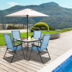 2er/4er Set Gartenstühle Klappstühle mit Armlehnen Balkonstühle mit wetterfestem Stoff Minzgrün/Blau