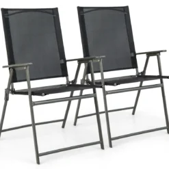 2er/4er Set Gartenstühle Klappstühle mit wetterfestem Stoff Balkonstühle mit Armlehnen Weiß/Grau/Schwarz