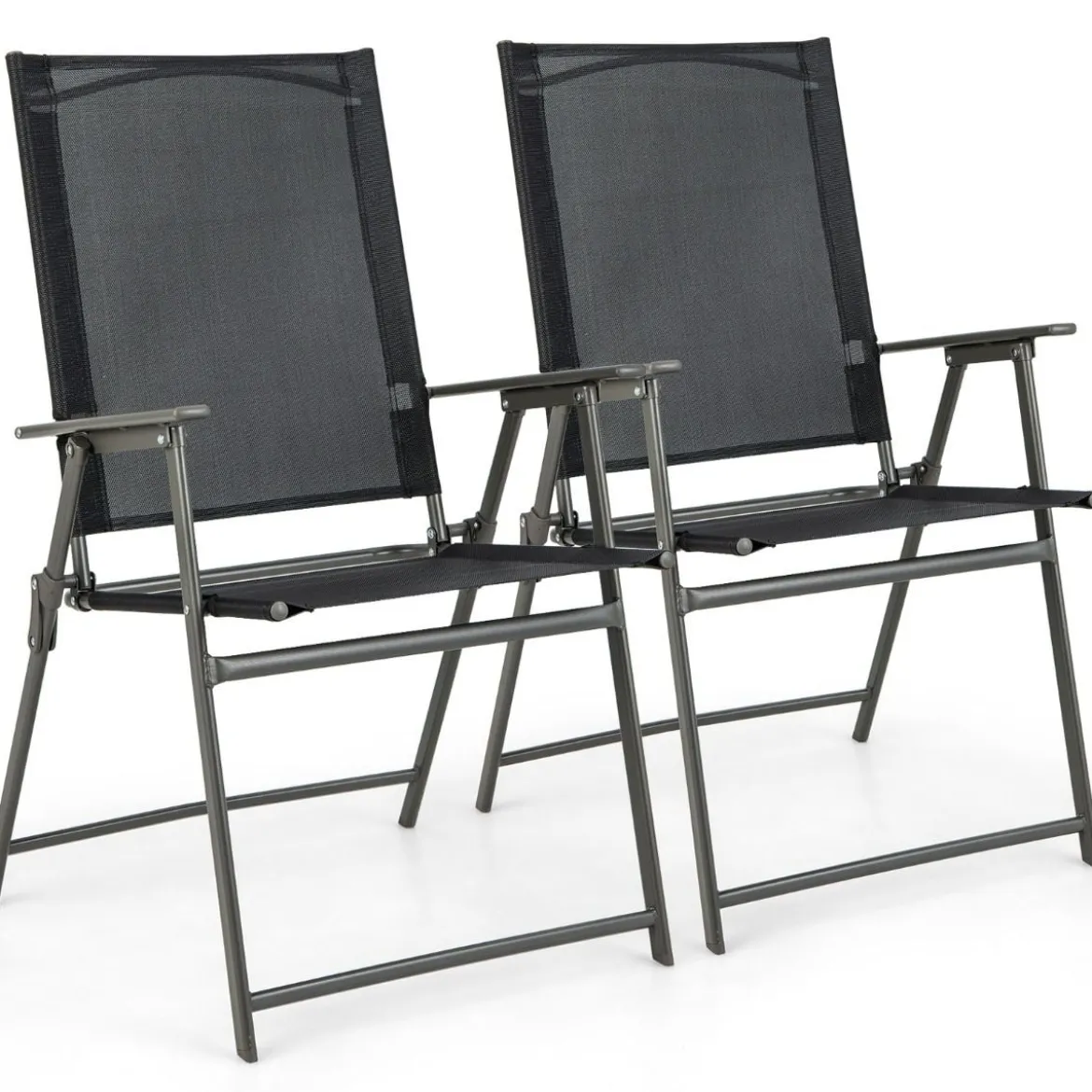 2er/4er Set Gartenstühle Klappstühle mit wetterfestem Stoff Balkonstühle mit Armlehnen Weiß/Grau/Schwarz