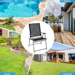 2er/4er Set Gartenstühle Klappstühle mit wetterfestem Stoff Balkonstühle mit Armlehnen Weiß/Grau/Schwarz