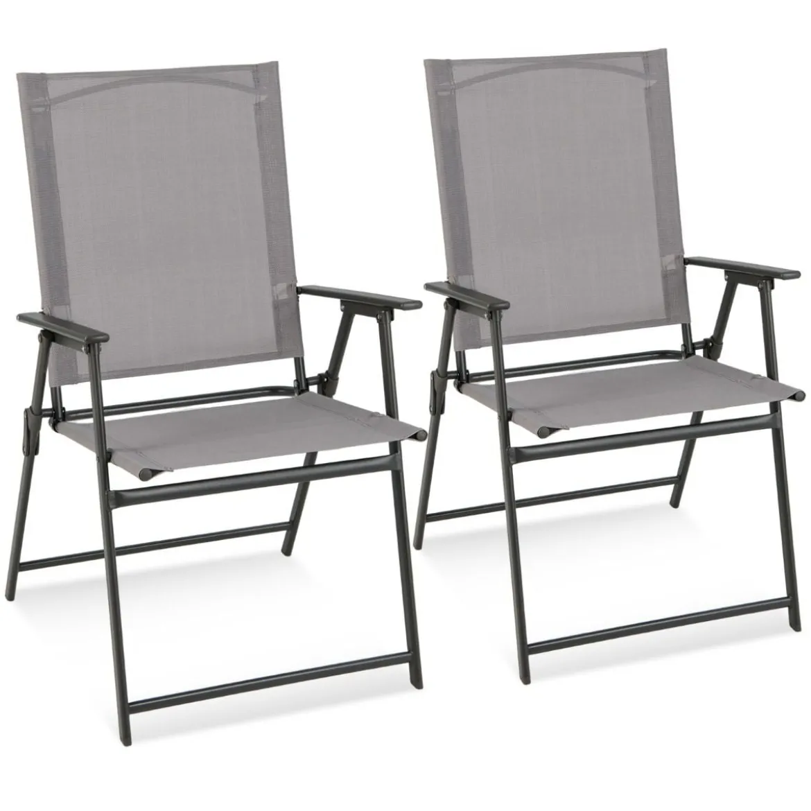 2er/4er Set Gartenstühle Klappstühle mit wetterfestem Stoff Balkonstühle mit Armlehnen Weiß/Grau/Schwarz