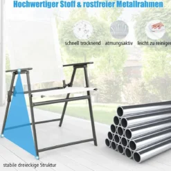 2er/4er Set Gartenstühle Klappstühle mit wetterfestem Stoff Balkonstühle mit Armlehnen Weiß/Grau/Schwarz