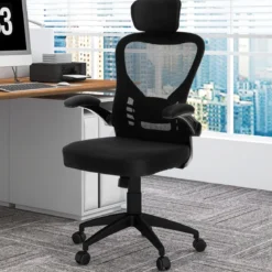 Ergonomischer Bürostuhl aus Netzgewebe mit Schaukellehne Chefsessel Drehbarer PC Stuhl