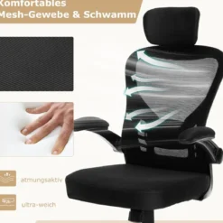 Ergonomischer Bürostuhl aus Netzgewebe mit Schaukellehne Chefsessel Drehbarer PC Stuhl