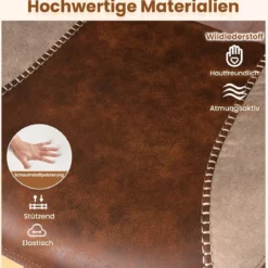 Ergonomischer Bürostuhl Computer-Schreibtischstuhl mit Wildlederstoff Kopfstütze Braun